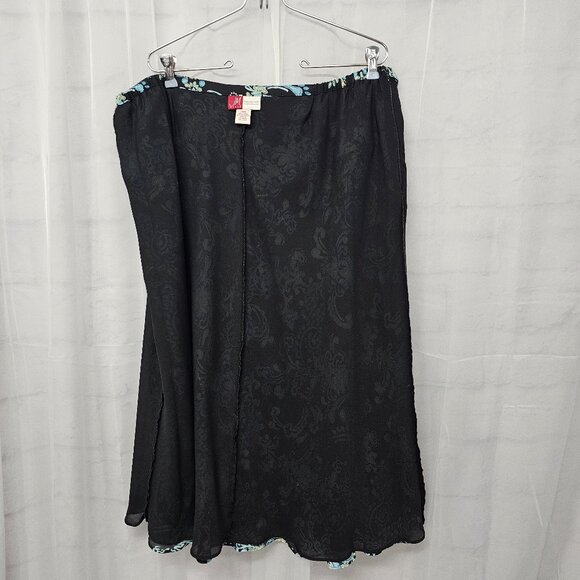JM Collection Black Blue Floral Skirt Boho Fairy Cottagecore 20W - Picture 8 of 11